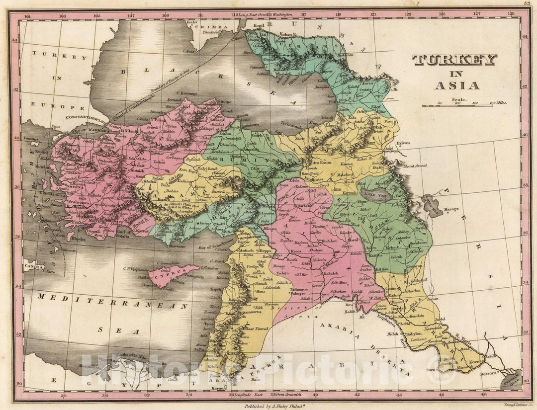 Historic Map : Turkey in Asia., 1824, Vintage Wall Art