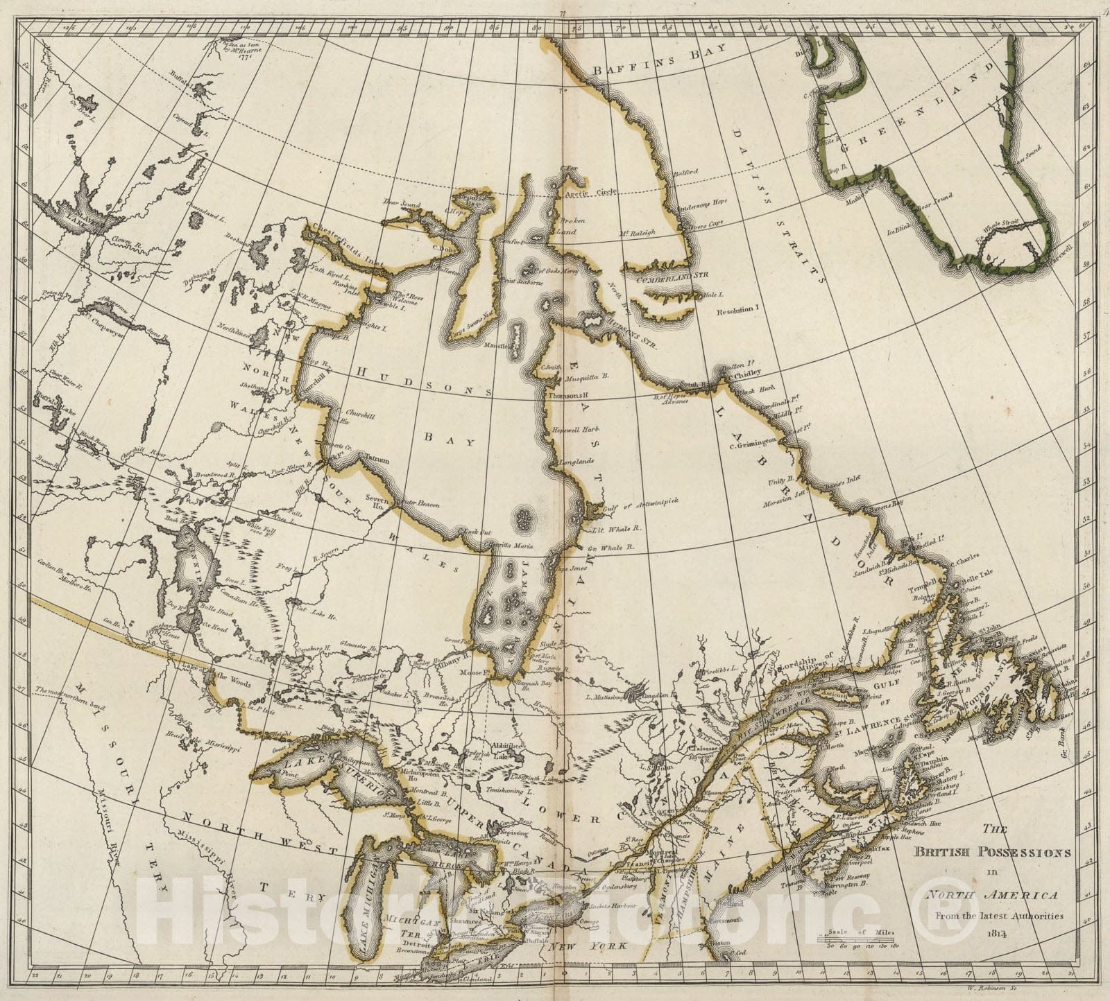 Historic Map : British Possessions in North America., 1814, Vintage Wall Art