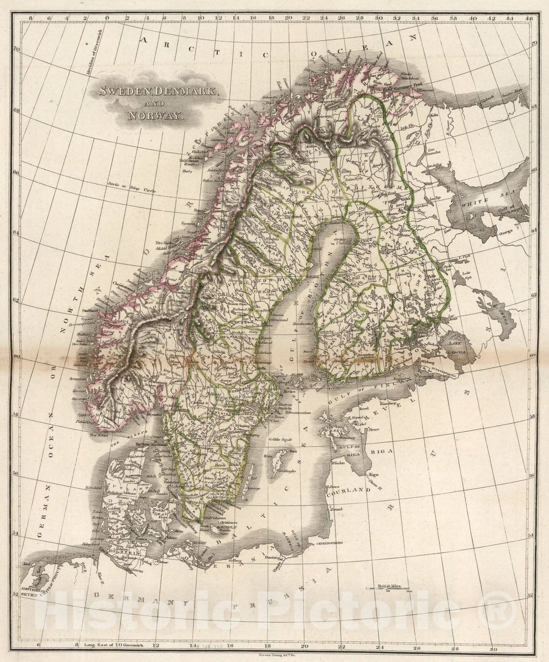 Historic Map : Sweden, Denmark, Norway and Finland., 1818, Vintage Wall Art