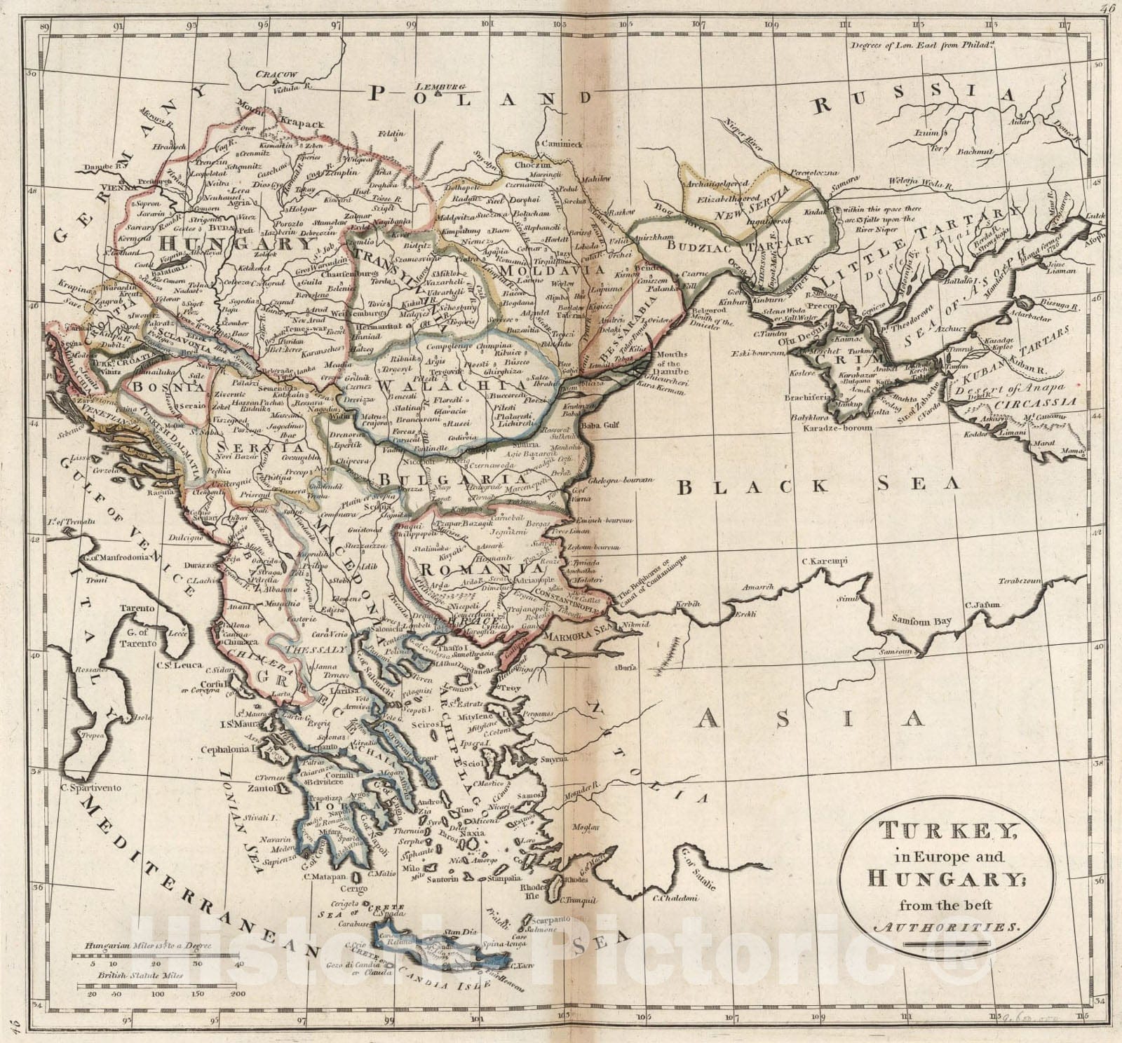 Historic Map : Turkey, in Europe and Hungary., 1818, Vintage Wall Art