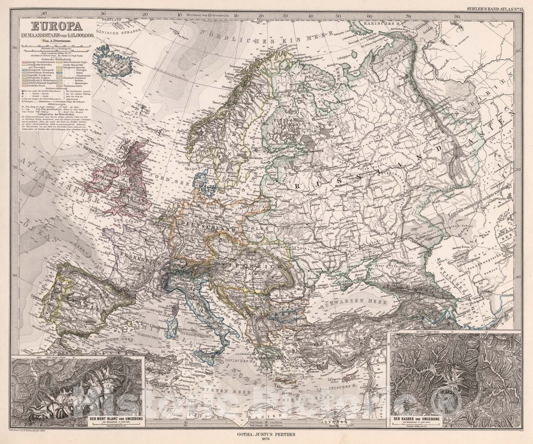 Historic Map : Europa (Europe)., 1879, Vintage Wall Art