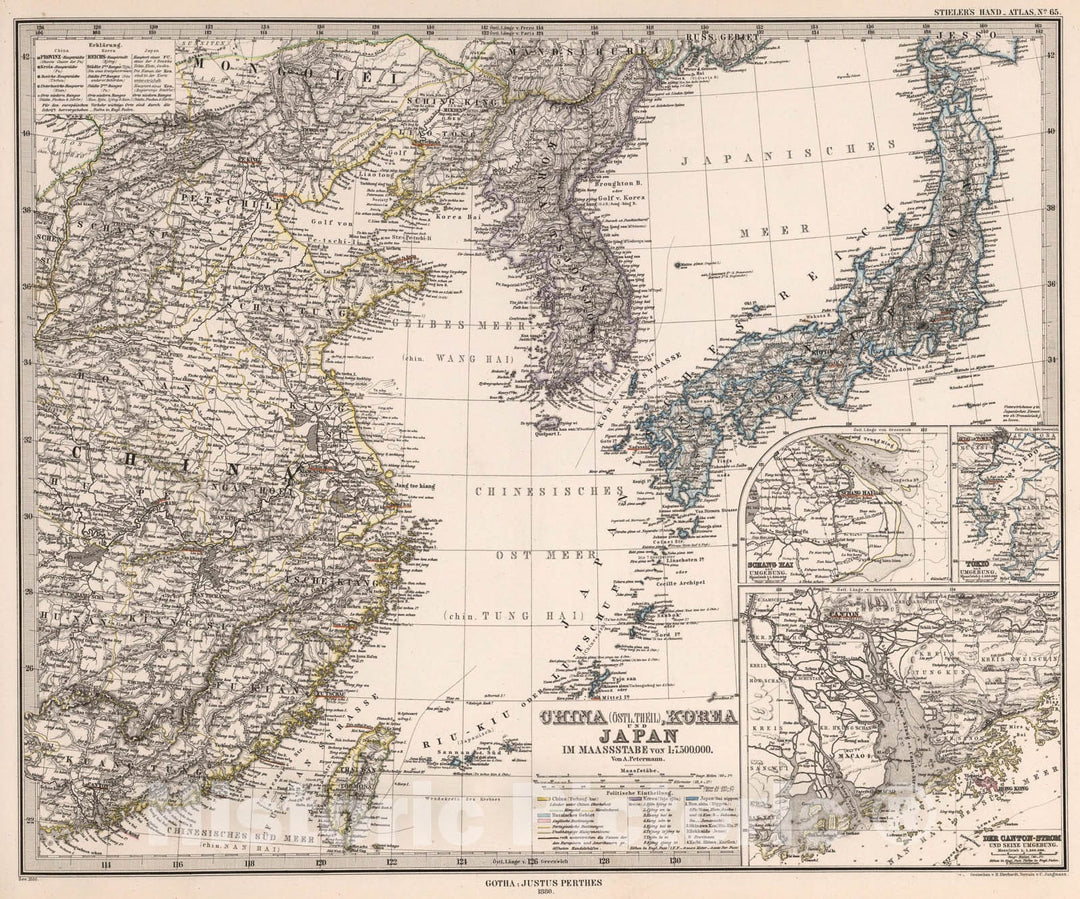 Historic Map : China (Ostl. Theil.), Korea und Japan (China (East Sheet), Korea, Japan)., 1880, Vintage Wall Art