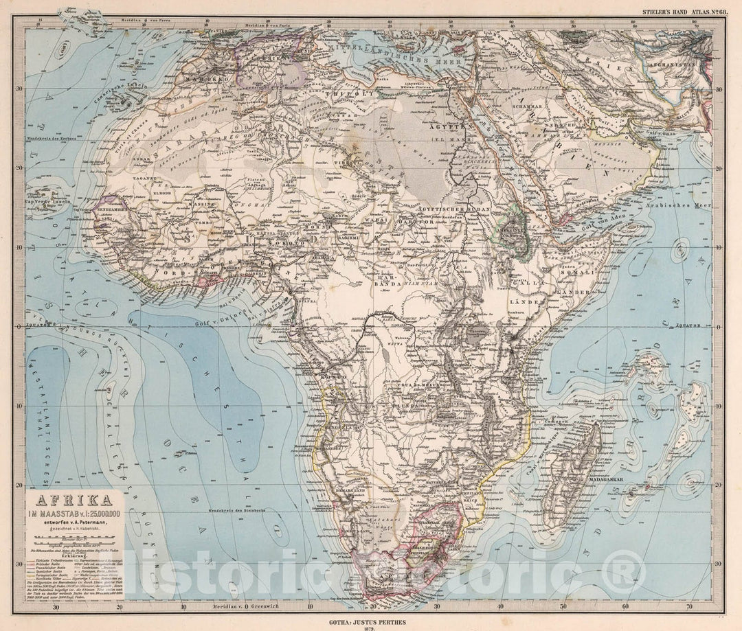 Historic Map : Afrika (Africa)., 1879, Vintage Wall Art