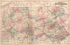 Historic Map : Railway Map of the State of Pennsylvania, J.A. Caldwell. 1877., 1877, Vintage Wall Art