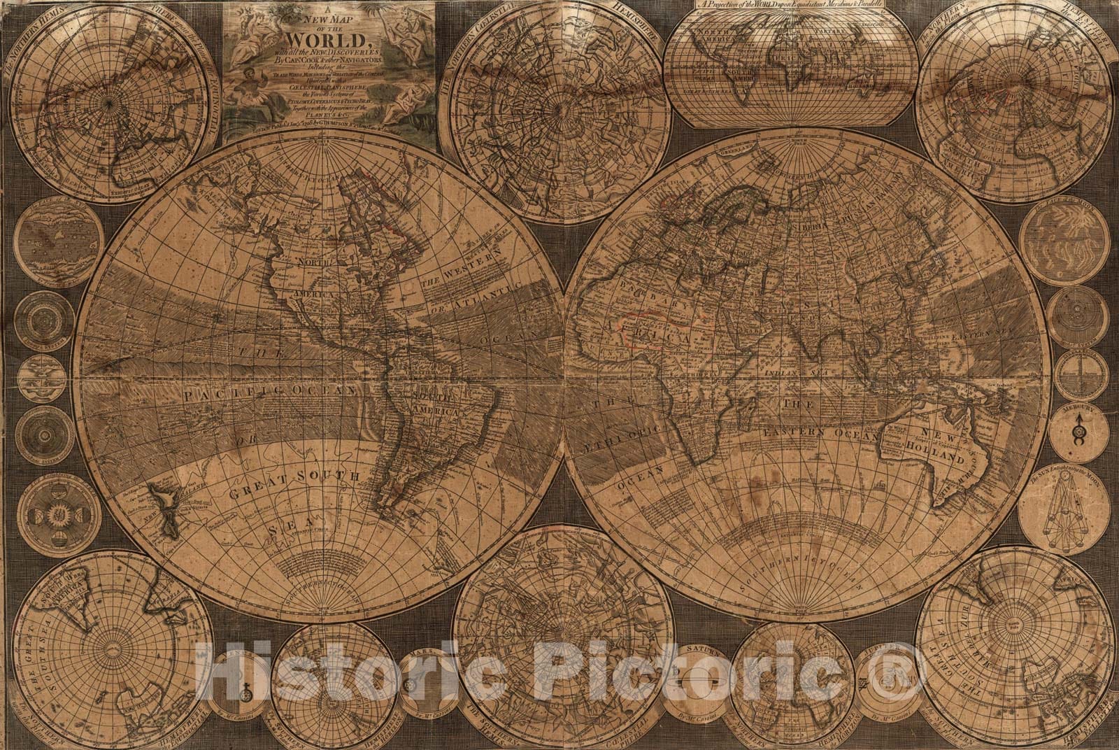 Historic Map : A New Map of the World, 1798, Vintage Wall Art