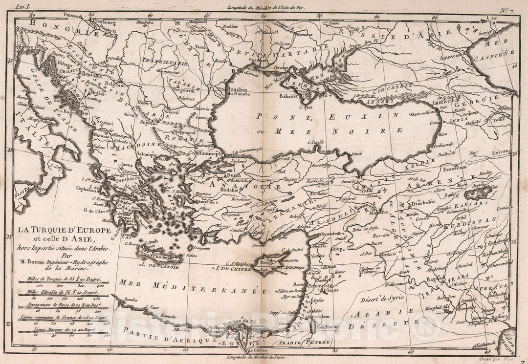 Historic Map : La Turquie D'Europe et celle d'Asie, hors la partie situee dans l'Arabie, 1780, Vintage Wall Art