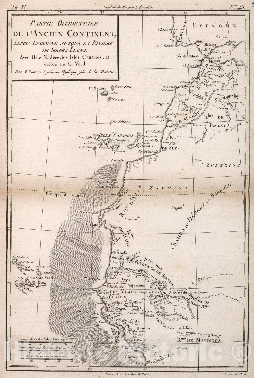 Historic Map : Partie Occidentale de L'Ancien Continent, 1780, Vintage Wall Art