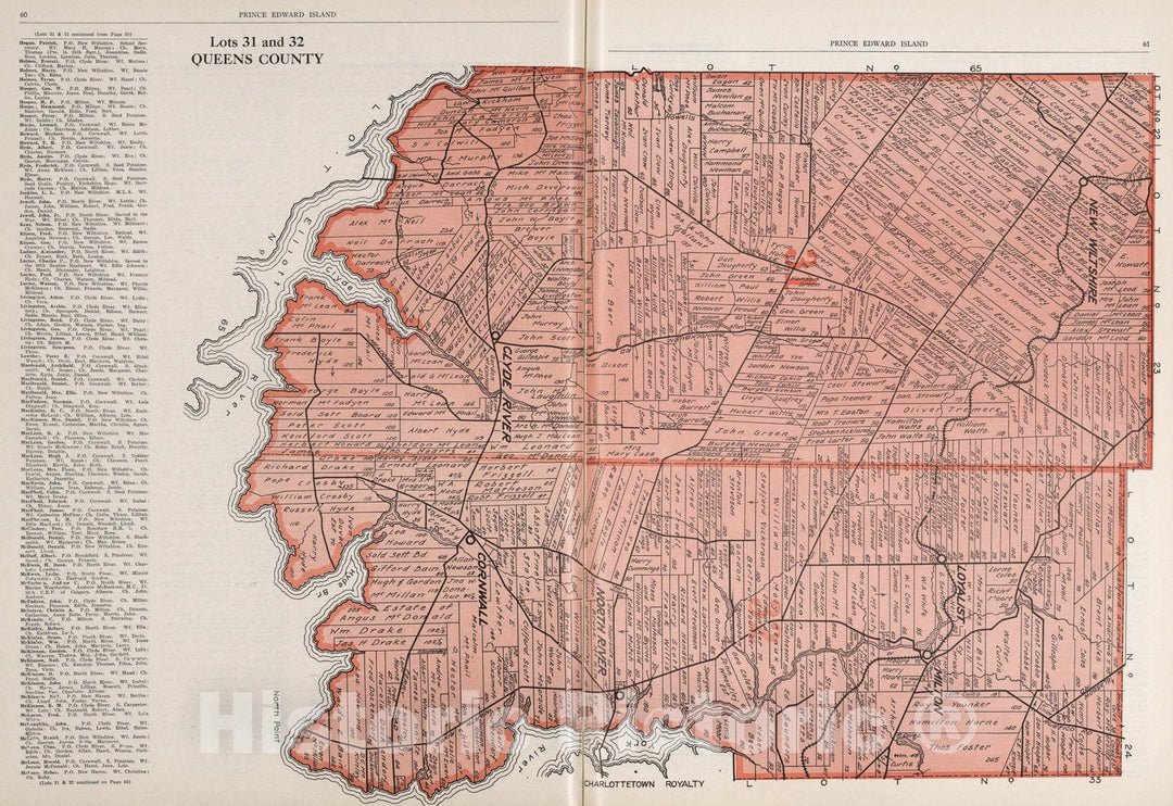 Historic Map : Lots thirty-one & 32, Queens County, Prince Edward Island., 1925, Vintage Wall Art