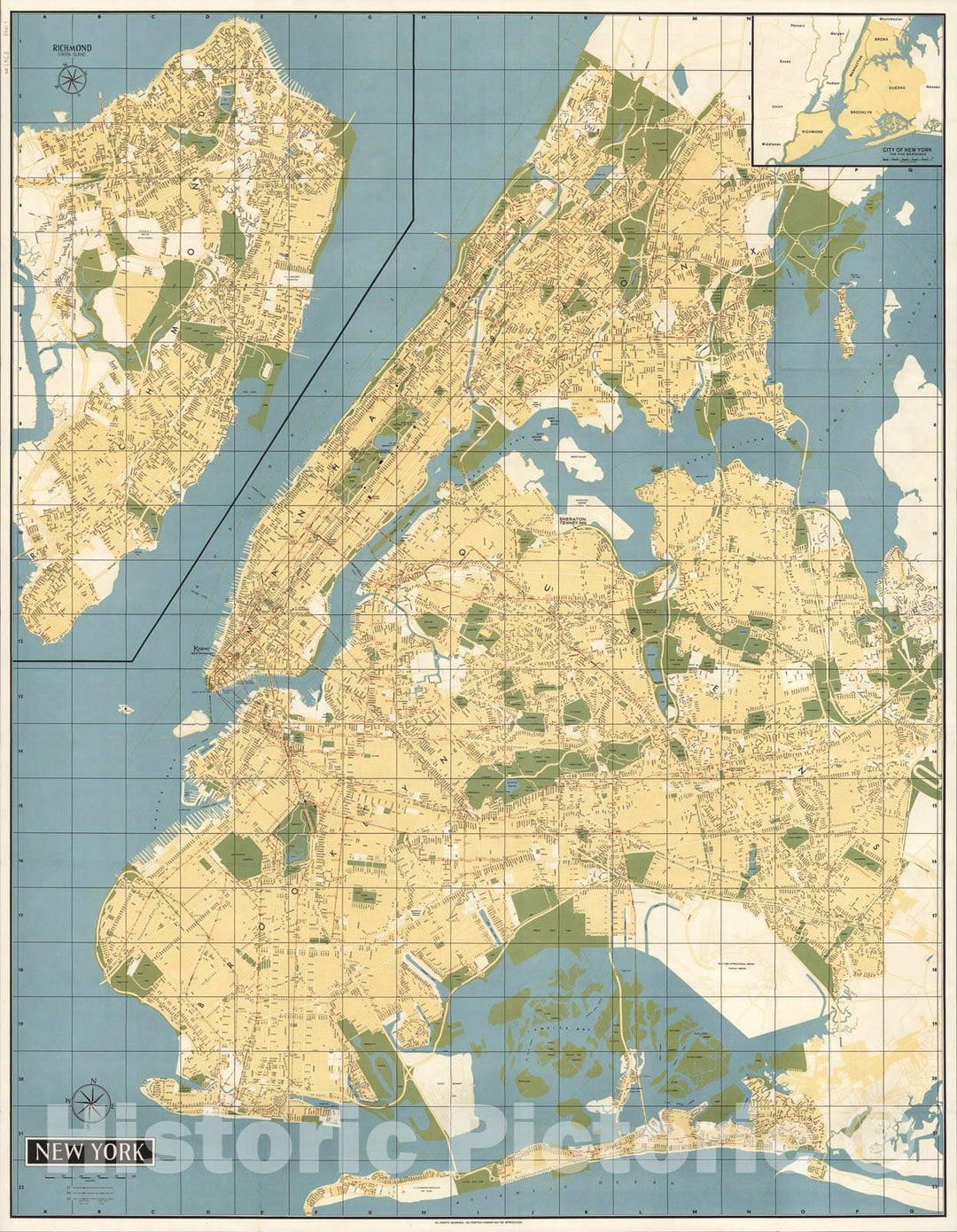 Historic Map : New York (City)., 1963, Vintage Wall Art