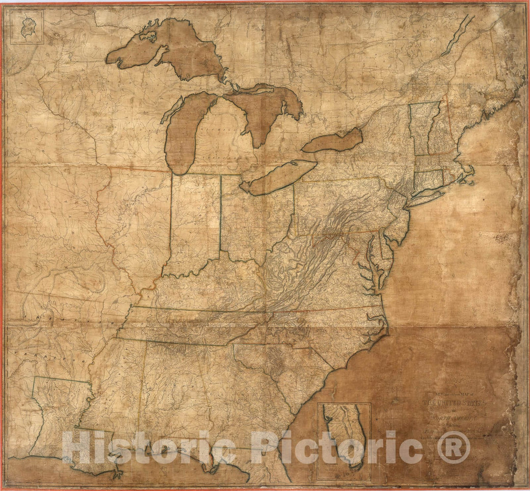 Historic Map : United States Of North America., 1818, Vintage Wall Art