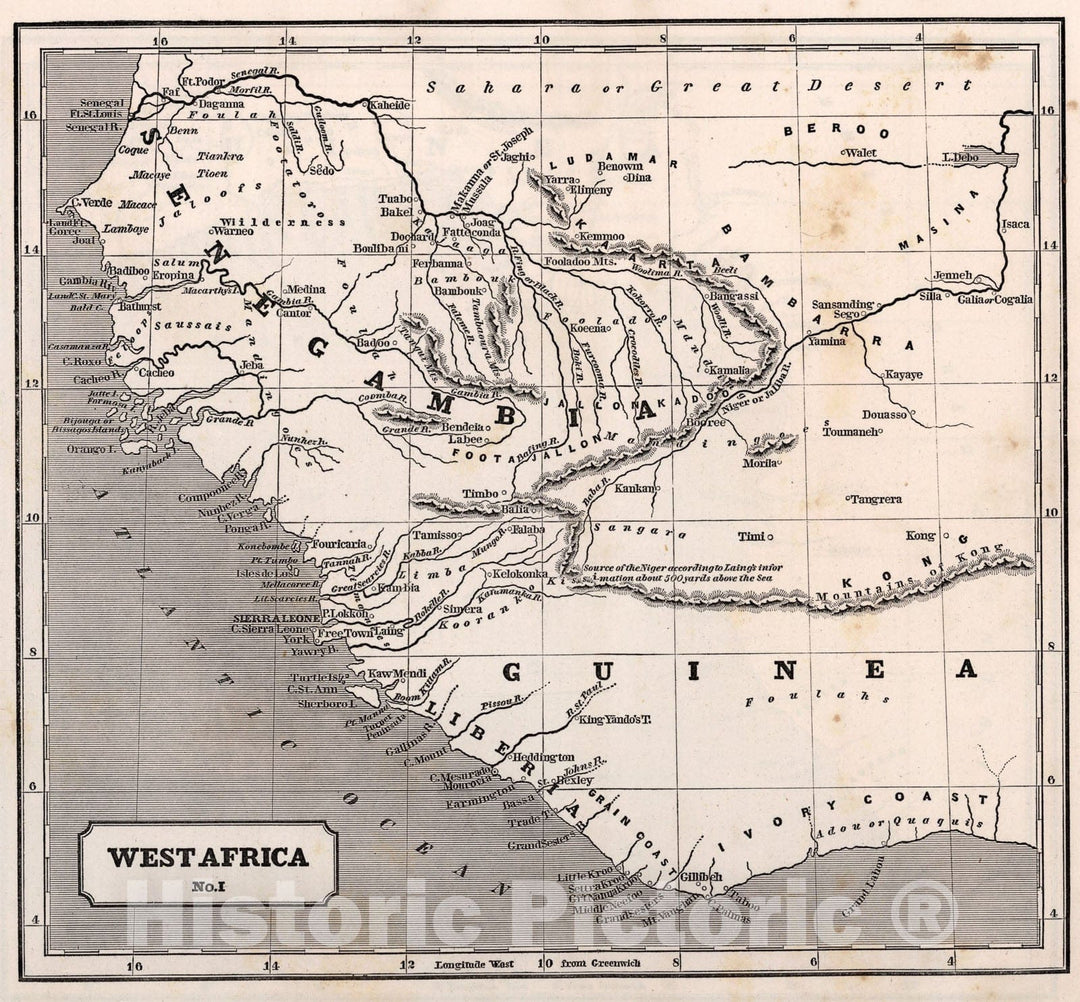 Historic Map : West Africa. No. I, 1848, Vintage Wall Art