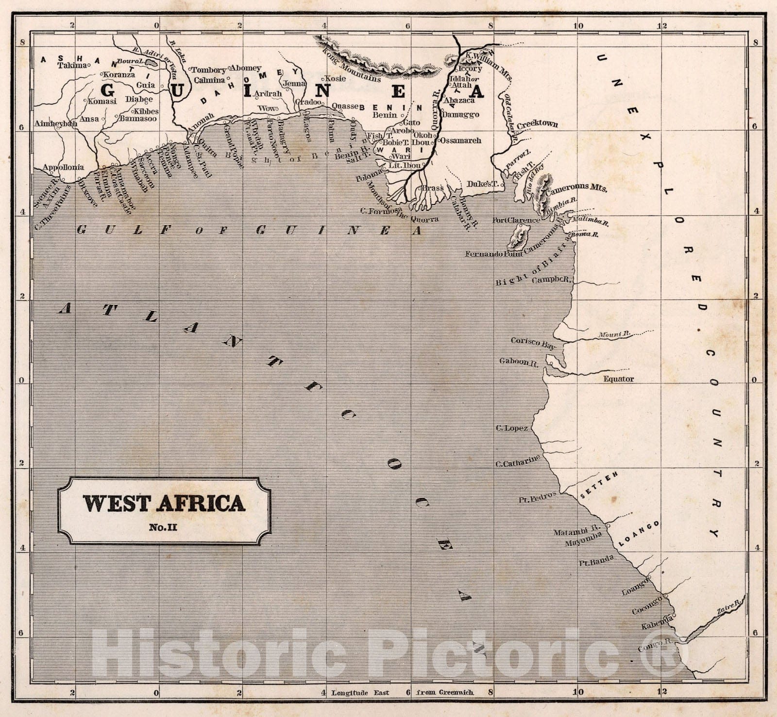 Historic Map : West Africa. No. II, 1848, Vintage Wall Art