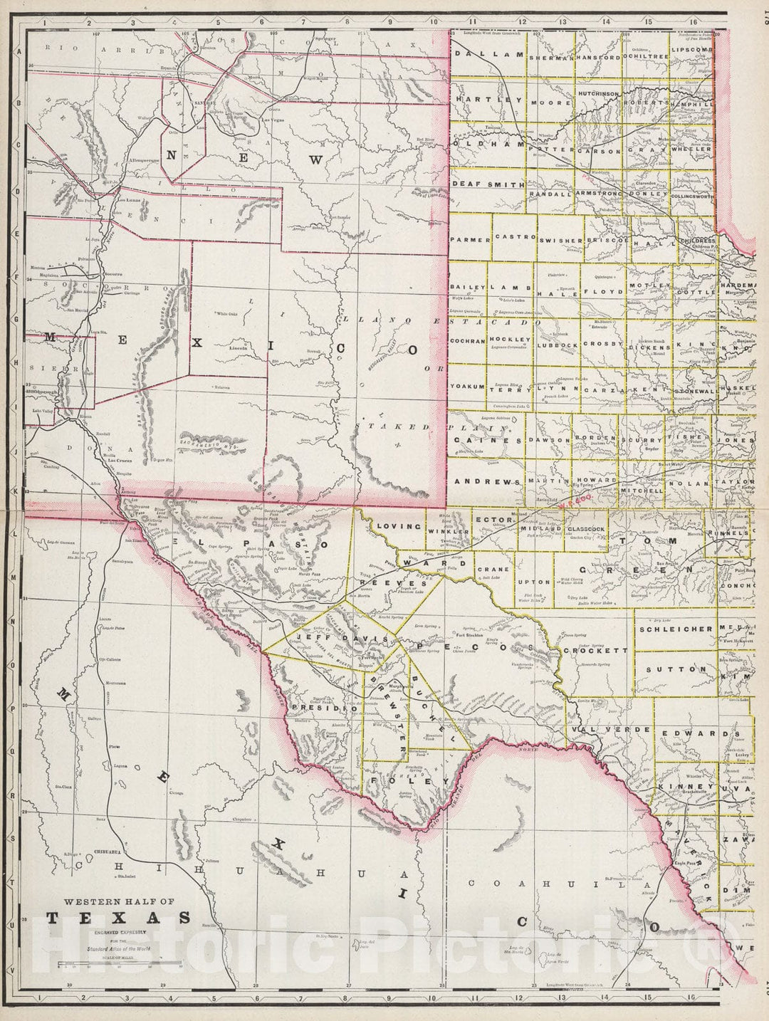 Historic Map : Texas (western portion)., 1889, Vintage Wall Art