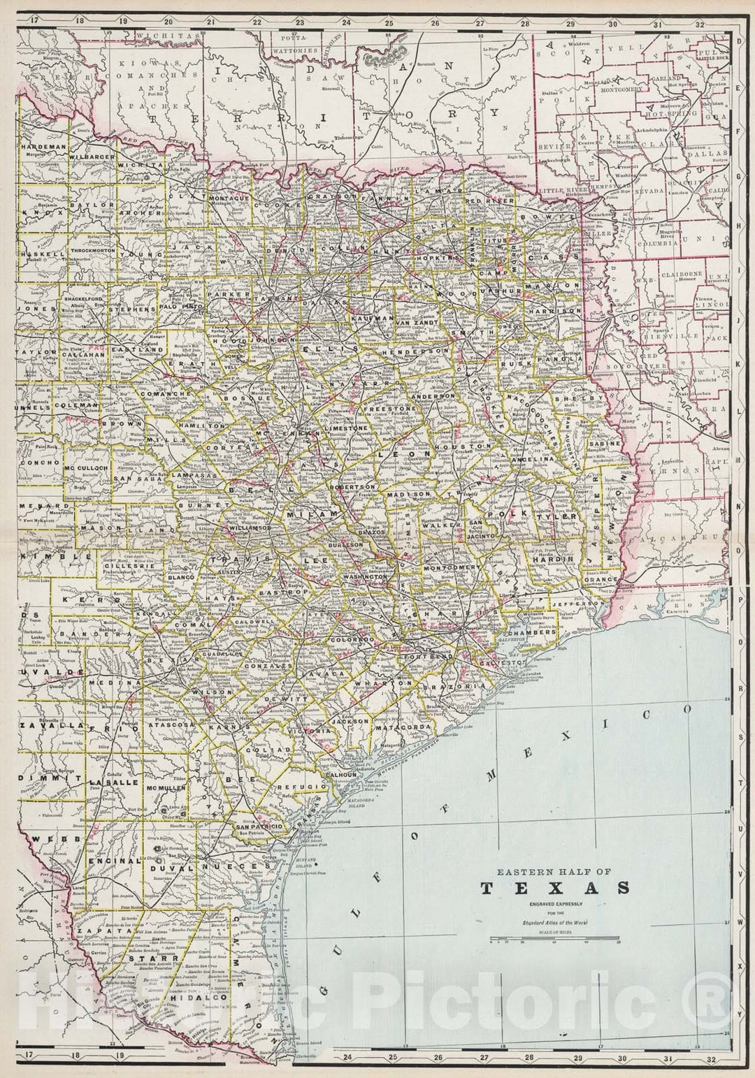 Historic Map : Texas (eastern portion)., 1889, Vintage Wall Art