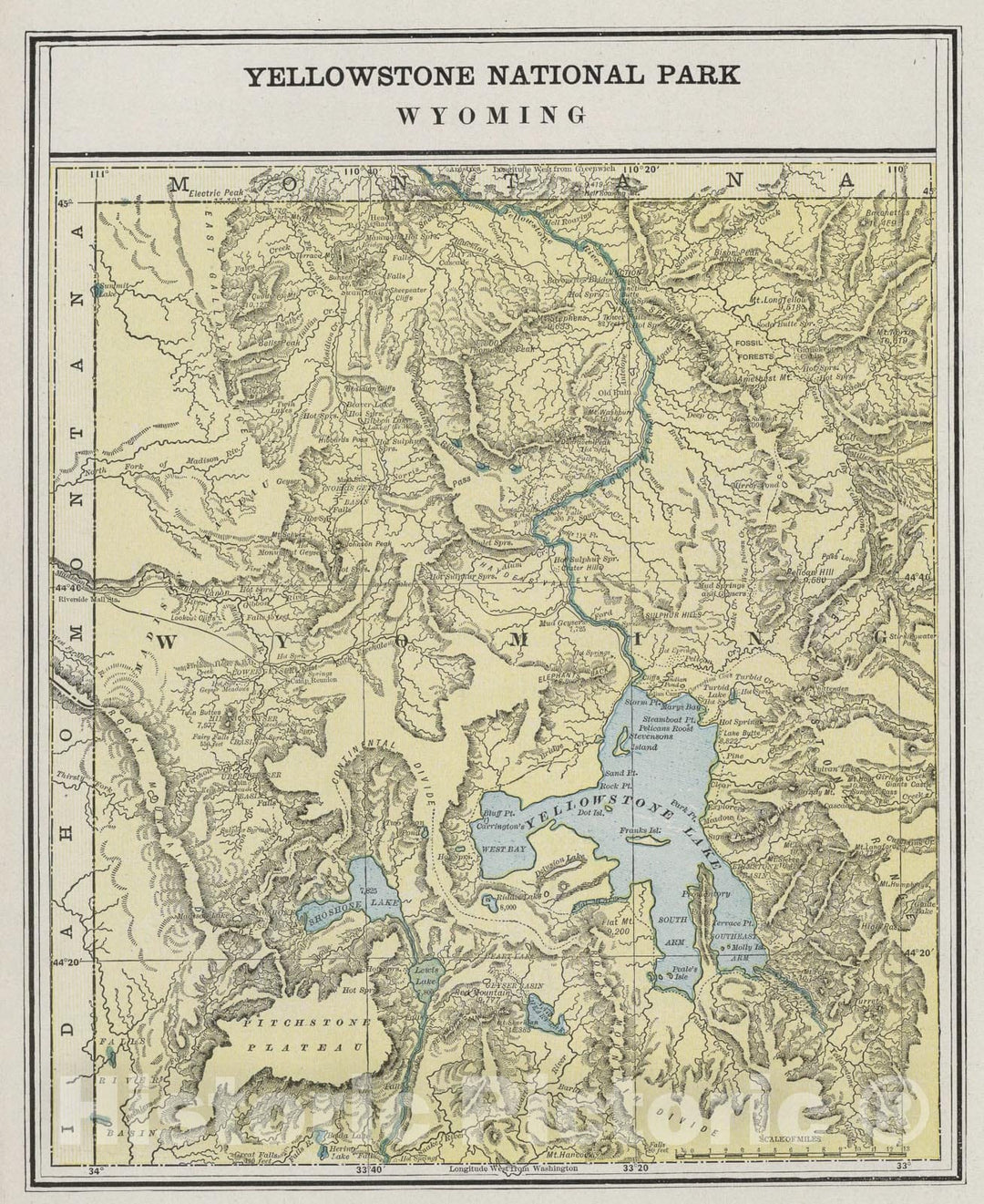 Historic Map : Yellowstone National Park, Wyoming., 1889, Vintage Wall Art