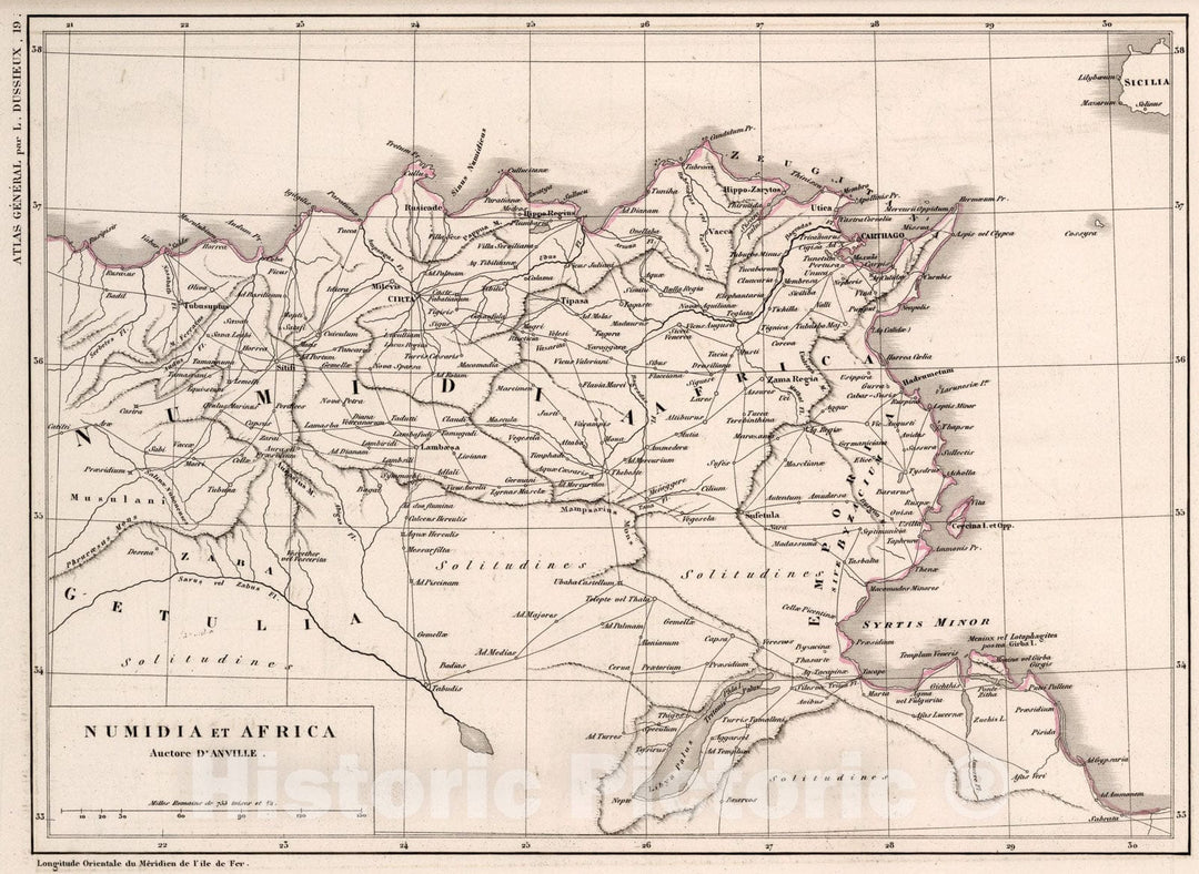 Historic Map : 19. Numidia et Africa., 1856, Vintage Wall Art