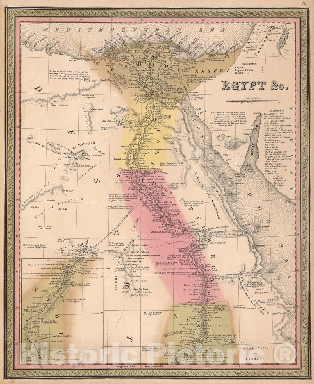 Historic Map : Egypt., 1850, Vintage Wall Art