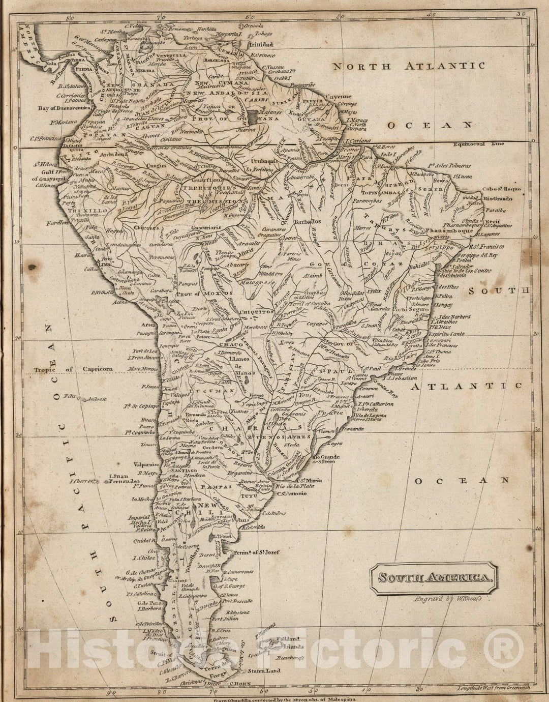 Historic Map : South America, 1816, Vintage Wall Art