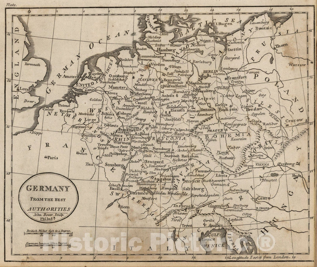 Historic Map : Germany From the Best Authorities, 1816, Vintage Wall Art