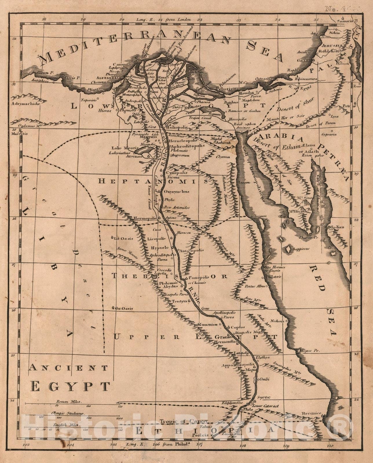 Historic Map : Ancient Egypt, 1822, Vintage Wall Art