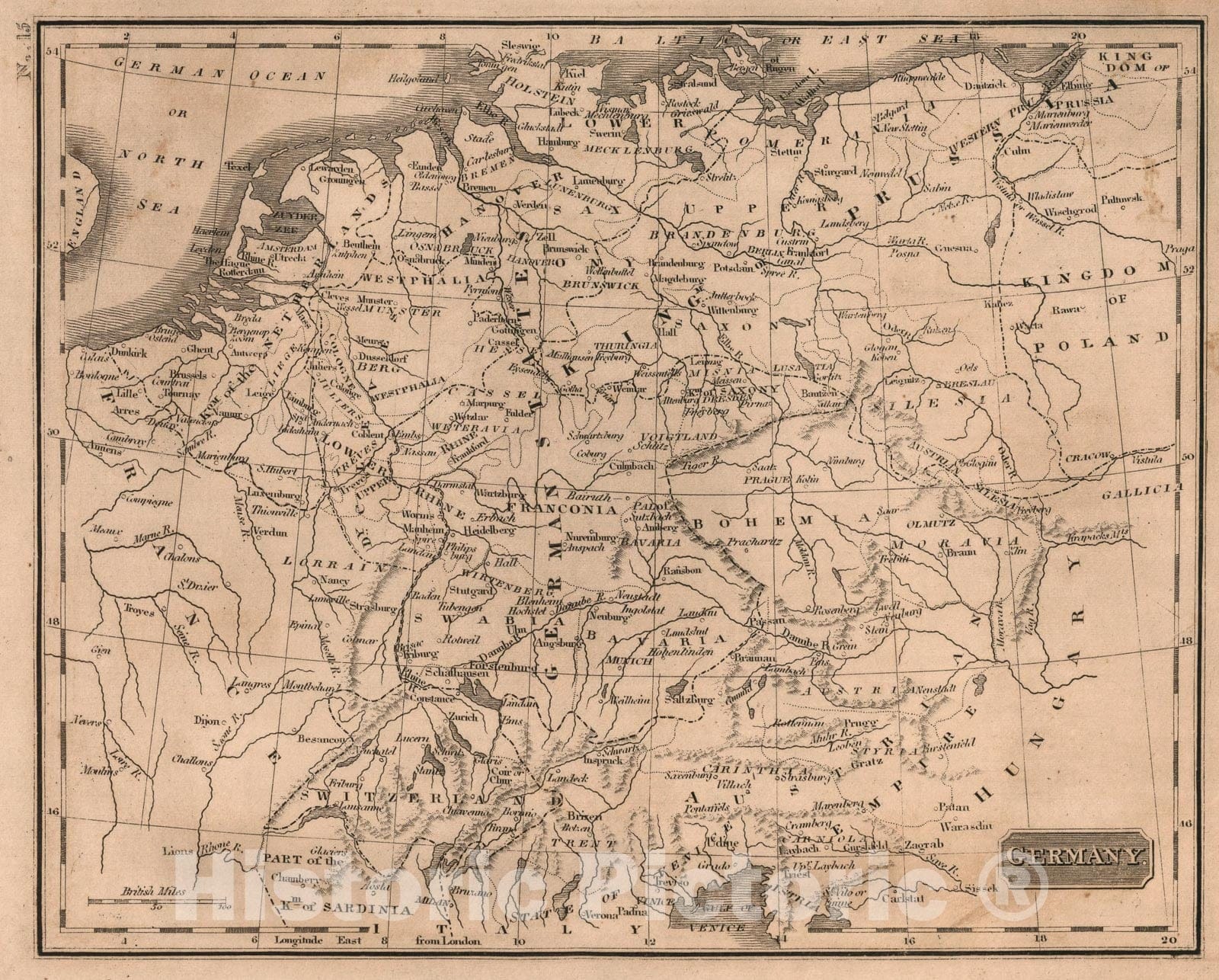 Historic Map : Germany, 1822, Vintage Wall Art