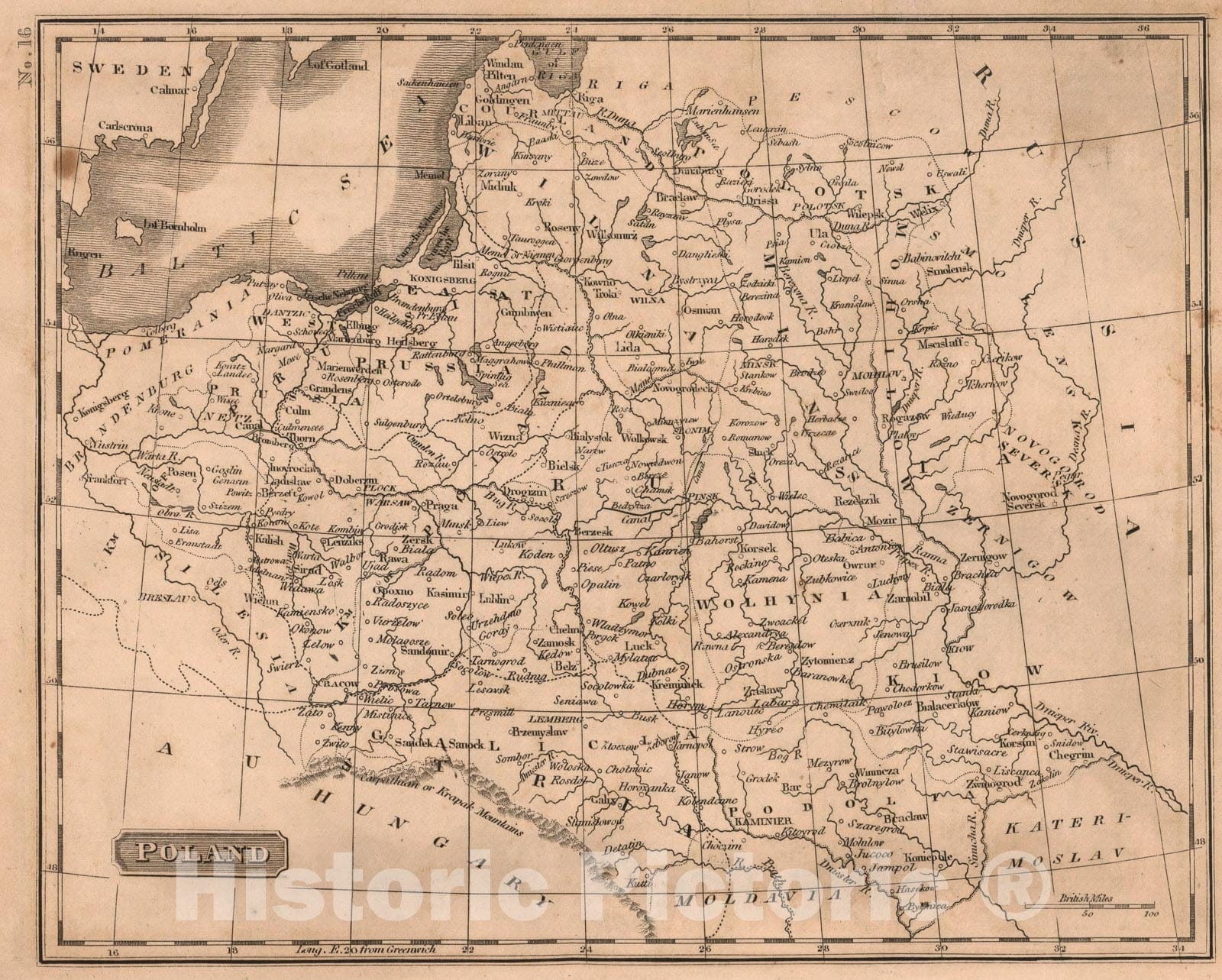 Historic Map : Poland, 1822, Vintage Wall Art