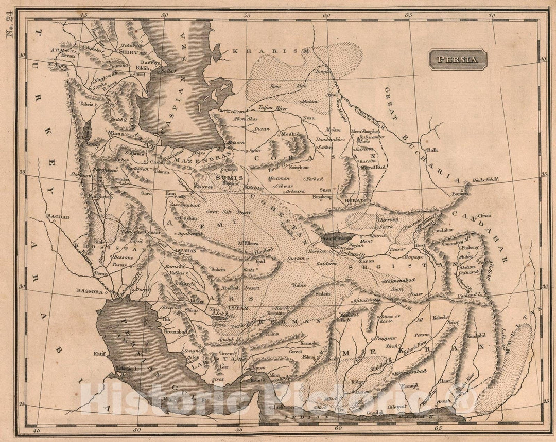 Historic Map : Persia, 1822, Vintage Wall Art