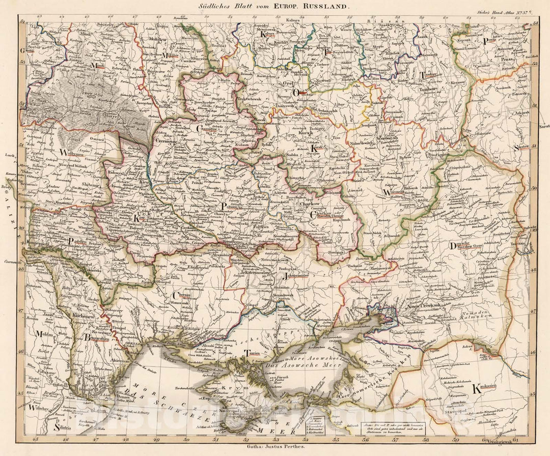 Historic Map : Sudliches Blatt vom Europ. Russland. (Southern Russia in Europe)., 1853, Vintage Wall Art