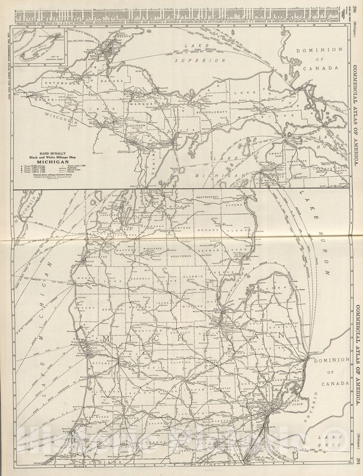 Historic Map : Michigan., 1924, Vintage Wall Art