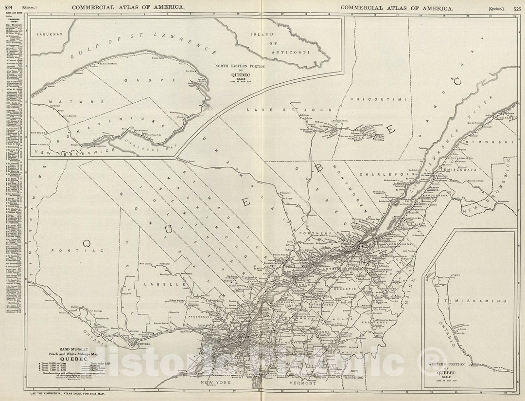 Historic Map : Quebec., 1924, Vintage Wall Art