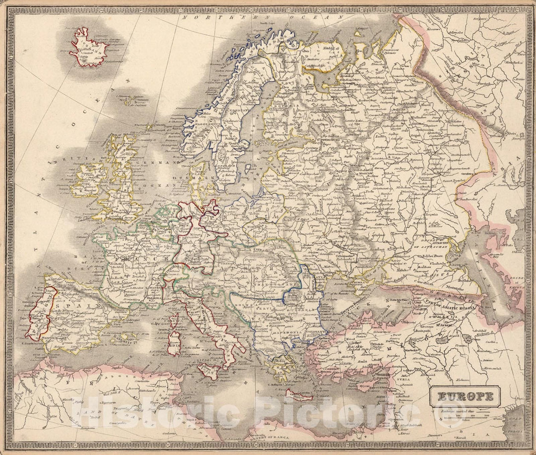 Historic Map : Europe., 1848, Vintage Wall Art