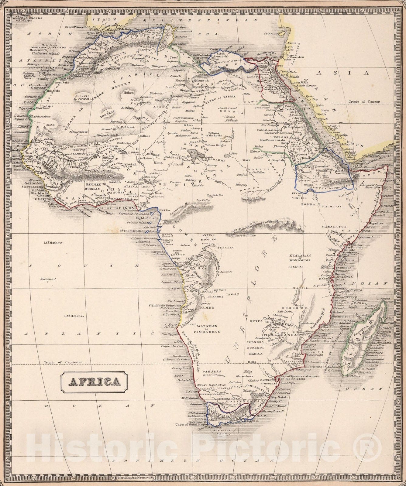 Historic Map : Africa., 1848, Vintage Wall Art