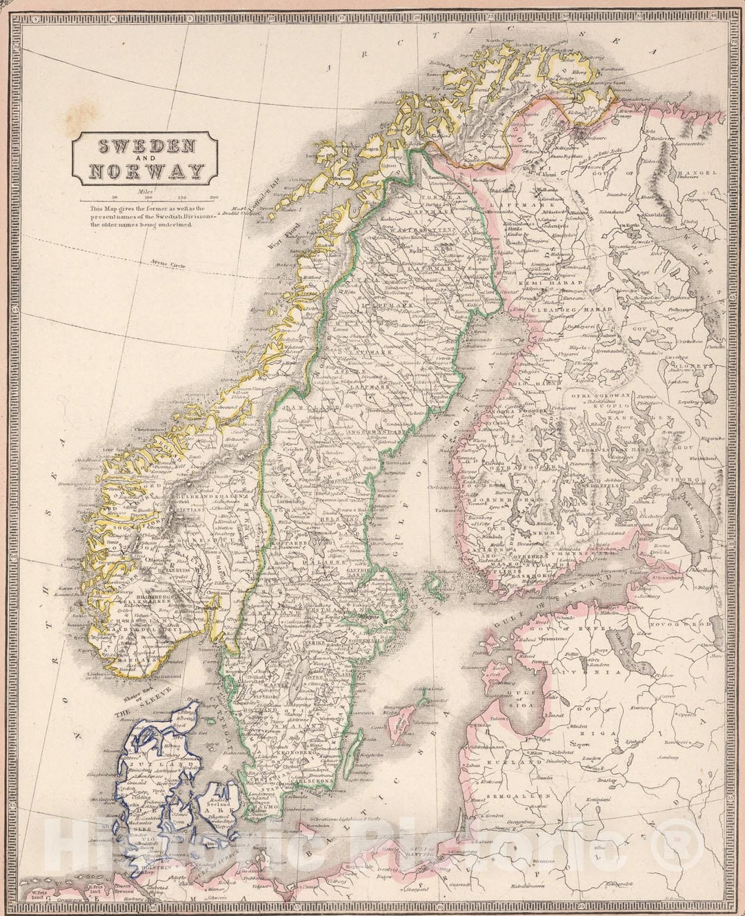 Historic Map : Sweden and Norway., 1848, Vintage Wall Art