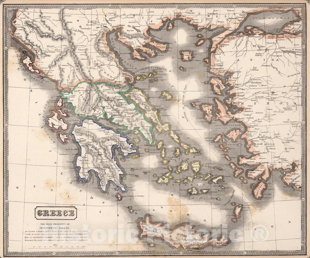 Historic Map : Greece., 1848, Vintage Wall Art