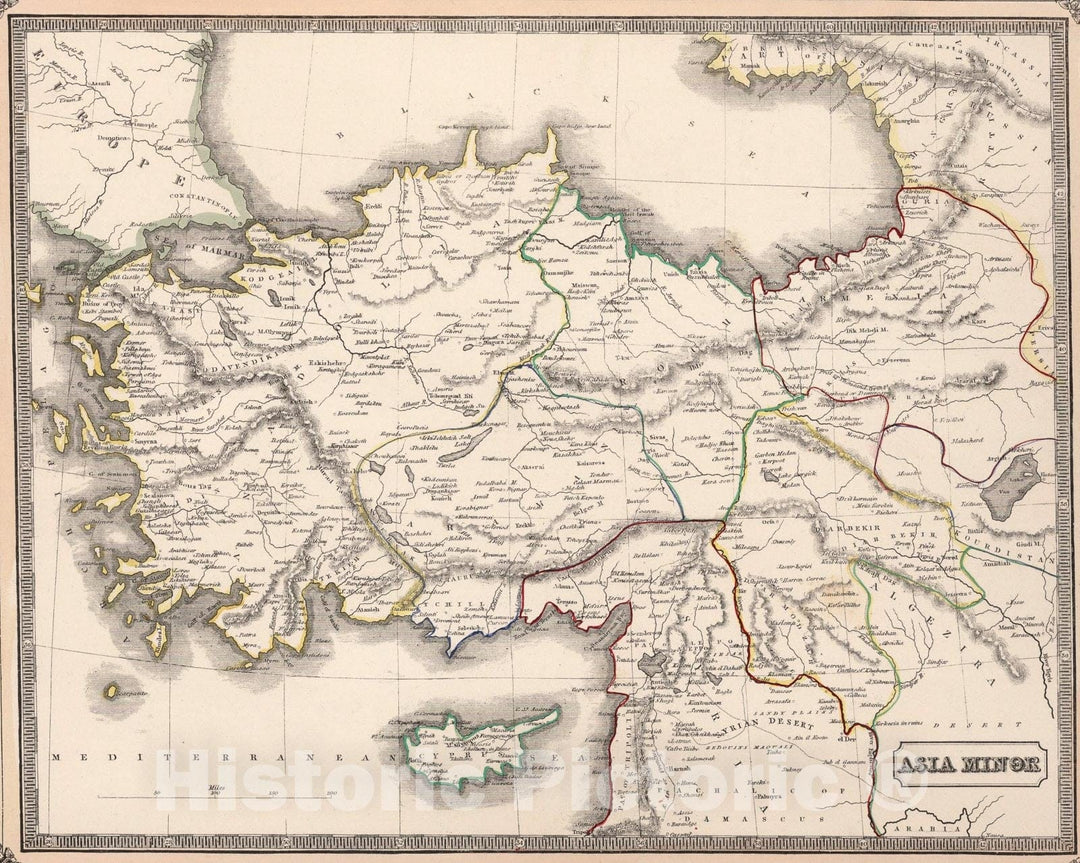 Historic Map : Asia Minor., 1848, Vintage Wall Art