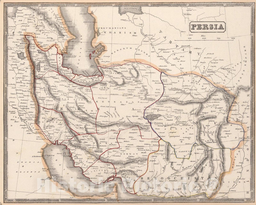 Historic Map : Persia., 1848, Vintage Wall Art