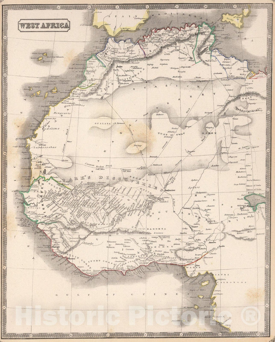 Historic Map : West Africa., 1848, Vintage Wall Art