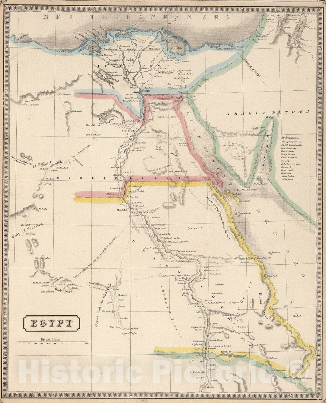 Historic Map : Egypt., 1848, Vintage Wall Art