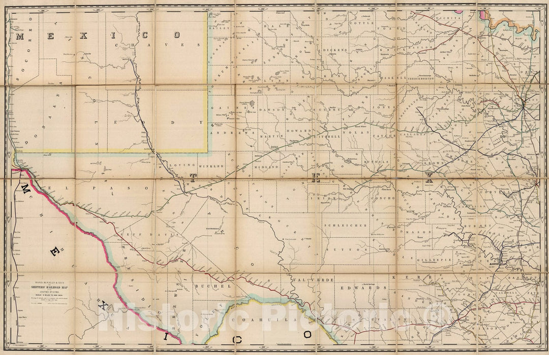 Historic Map : (Texas) Railroad Map of the United States., 1891, Vintage Wall Art