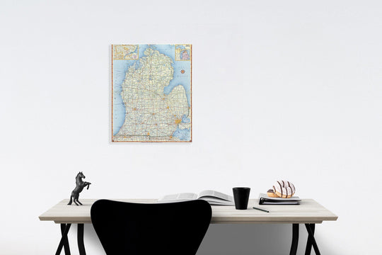 Historic Map : Shell Highway Map of Michigan (southern portion)., 1956, Vintage Wall Art