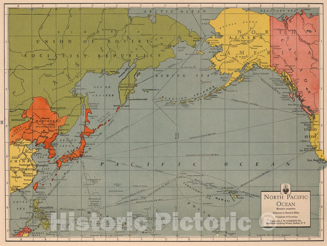 Historic Map : North Pacific Ocean, 1943, Vintage Wall Art