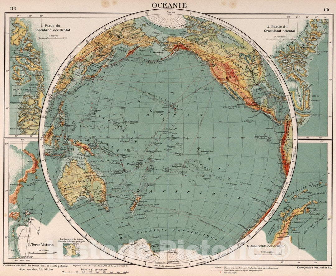 Historic Map : Oceanie, 1921, Vintage Wall Art