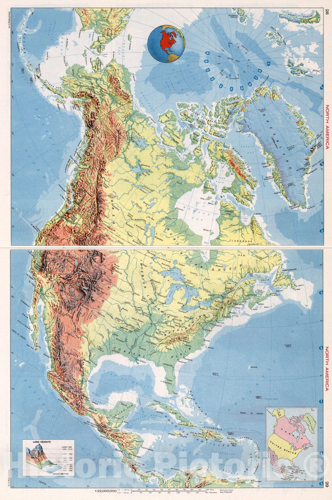 Historic Map : North America., 1968, Vintage Wall Art