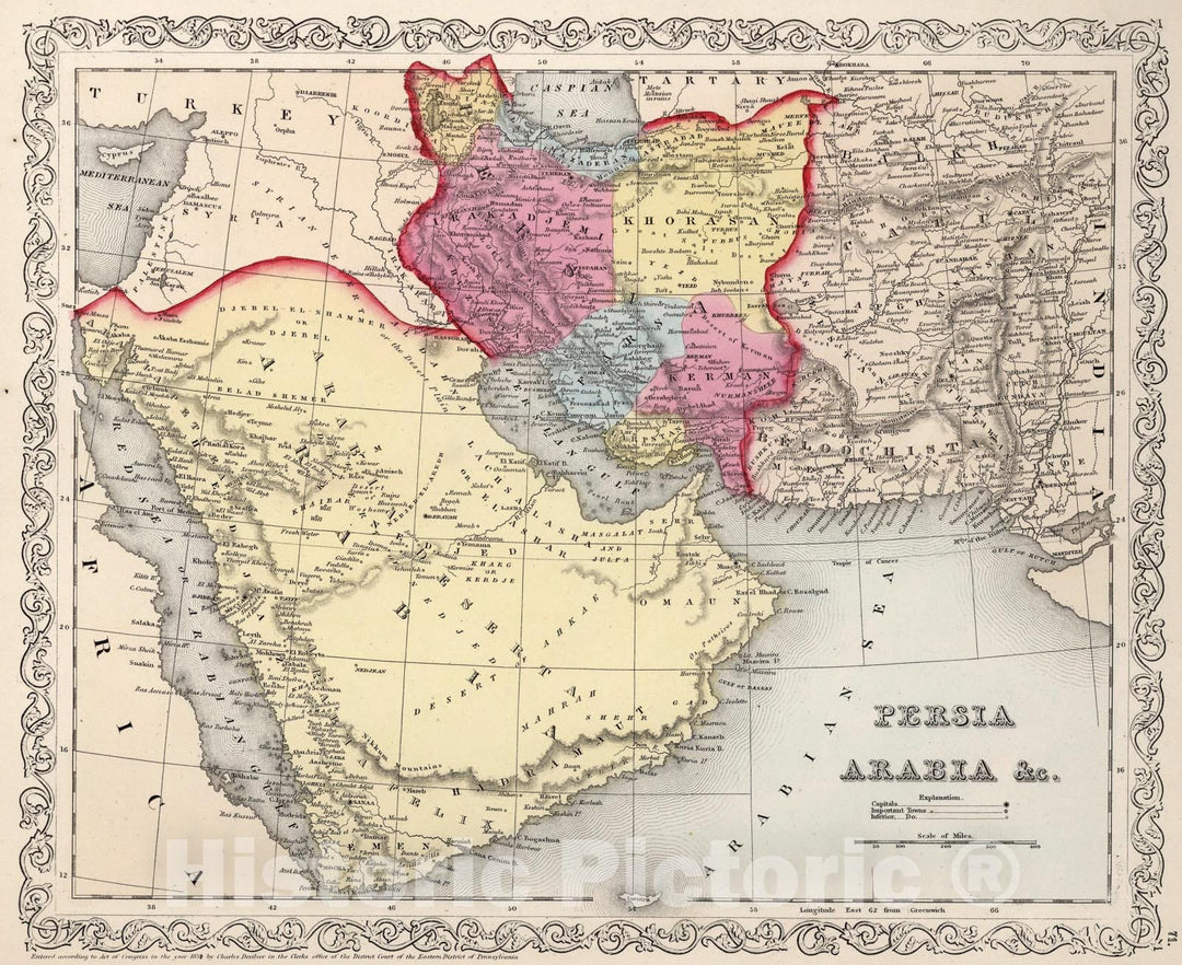 Historic Map : Persia, Arabia, &c., 1859, Vintage Wall Art