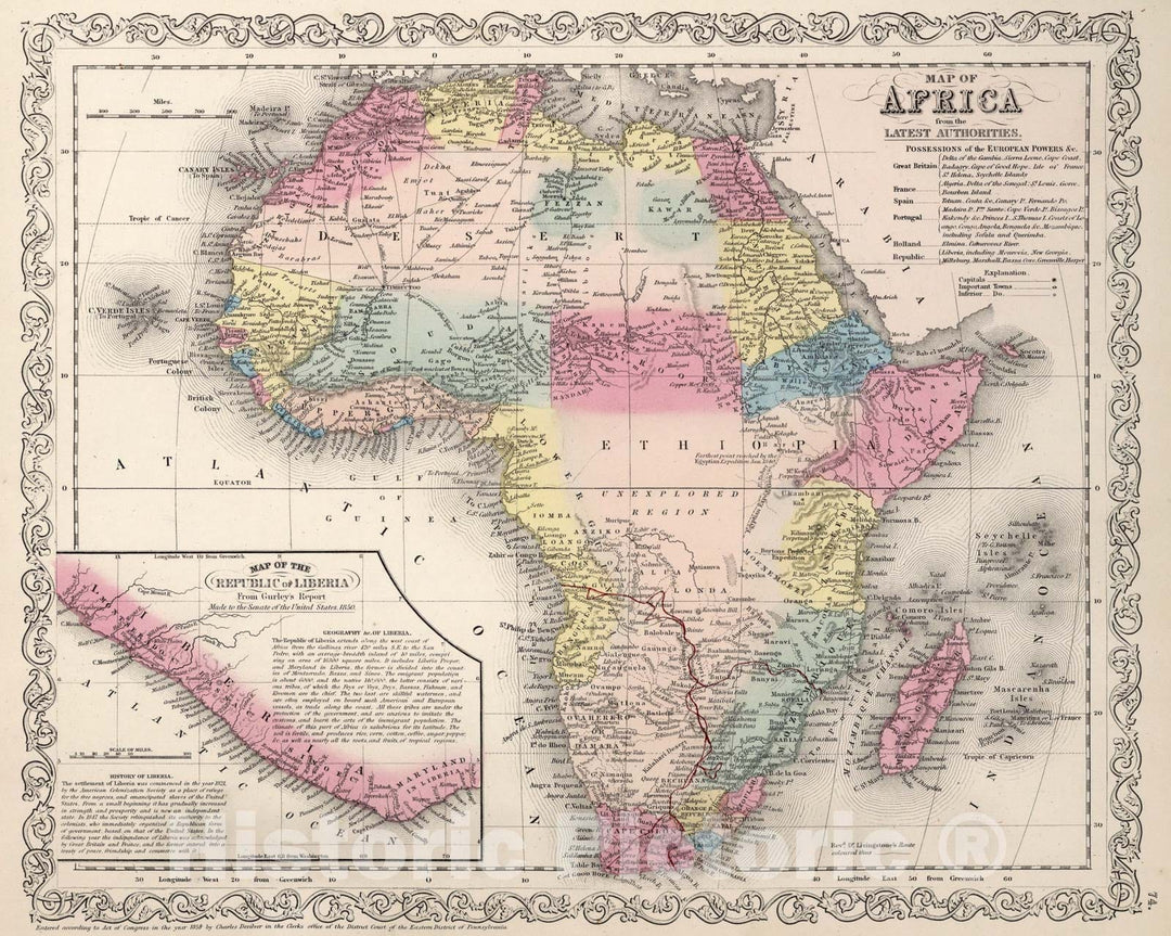 Historic Map : Africa., 1859, Vintage Wall Art