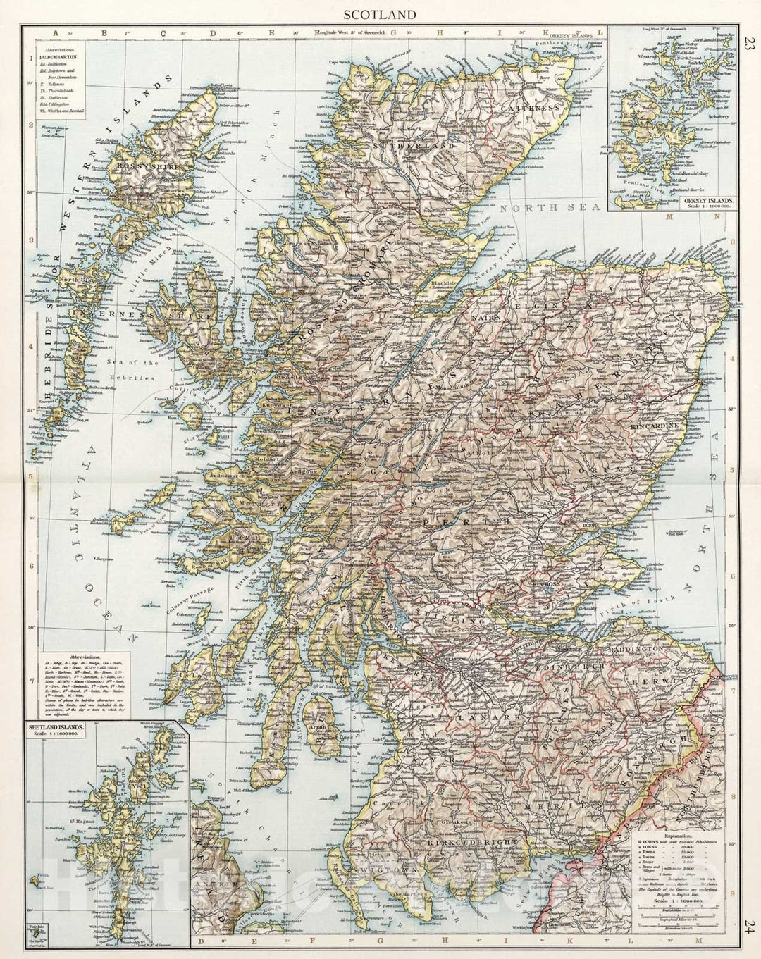 Historic Map : Scotland, 1900, Vintage Wall Art