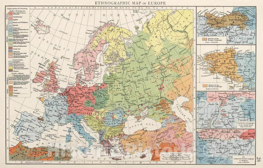 Historic Map : Ethnographic map of Europe, 1900, Vintage Wall Art