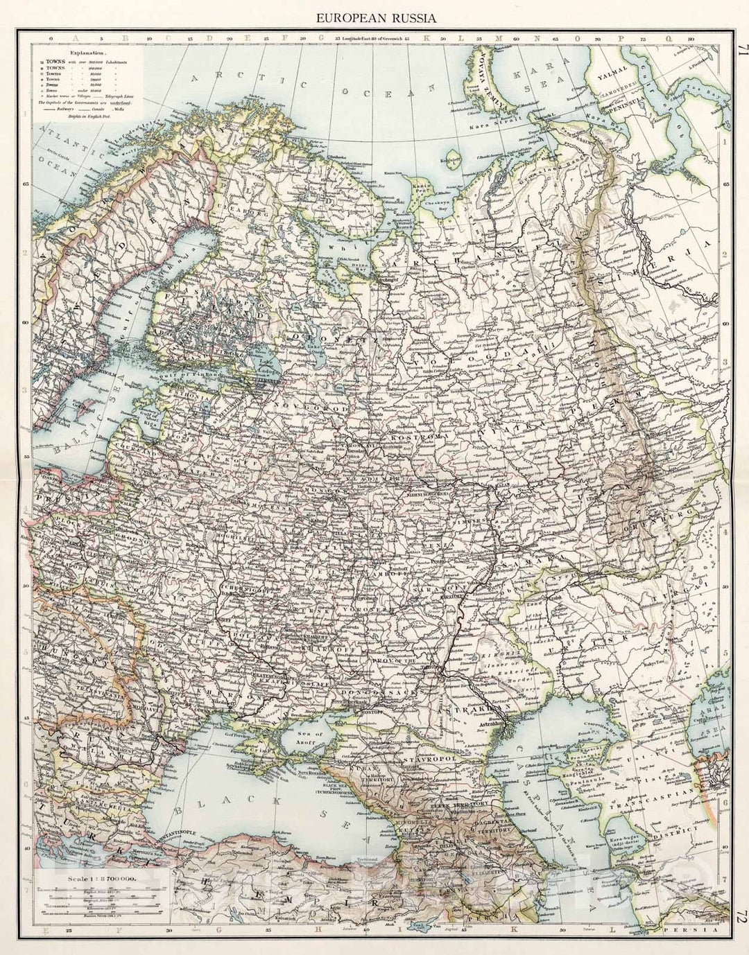 Historic Map : European Russia, 1900, Vintage Wall Art