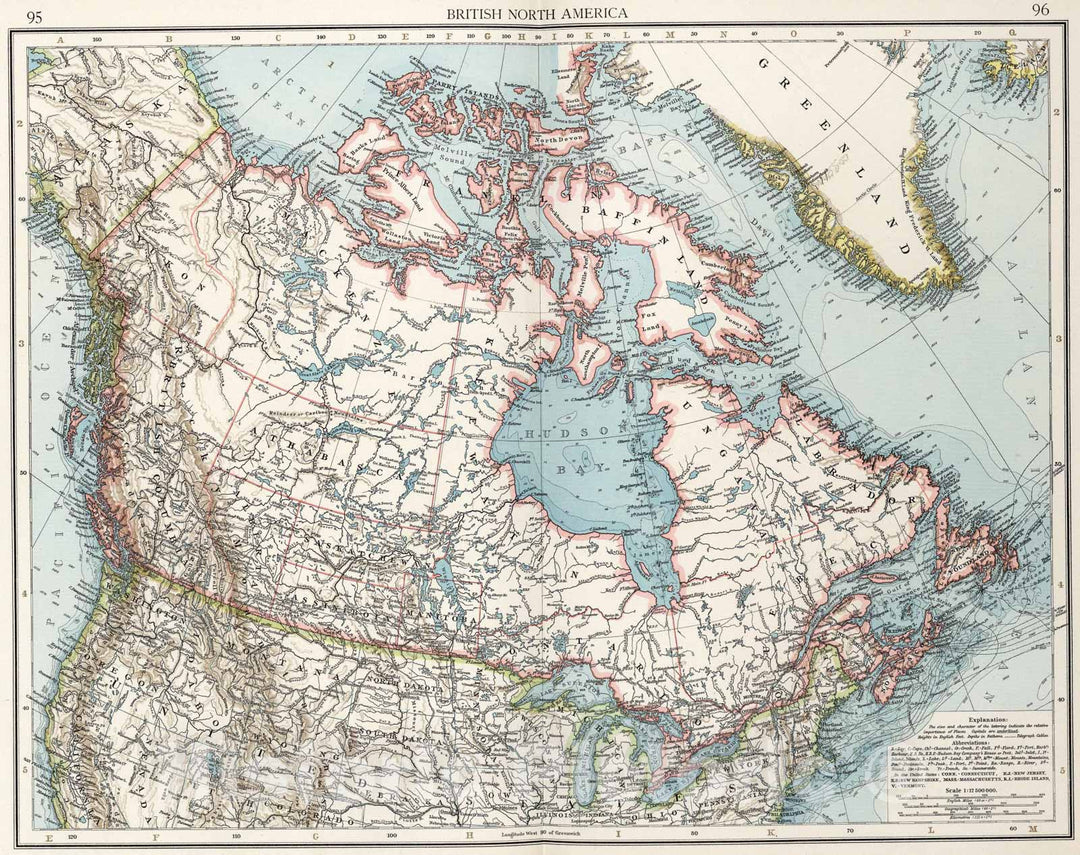 Historic Map : British North America, 1900, Vintage Wall Art