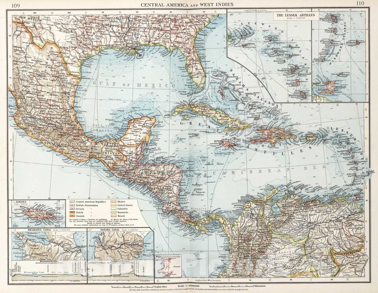 Historic Map : Central America and West Indies, 1900, Vintage Wall Art